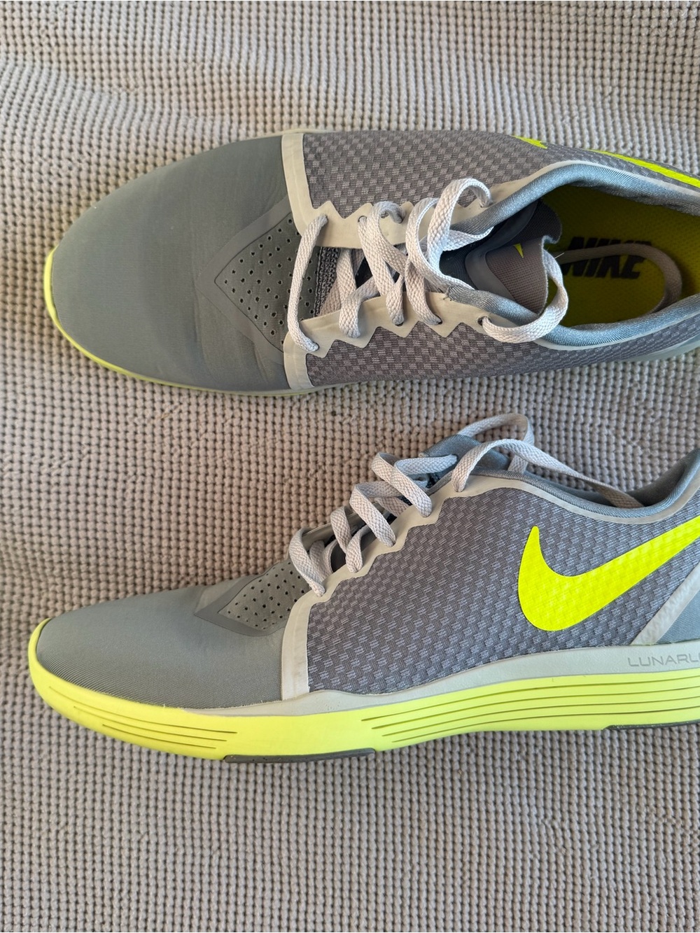 Nike Women's Gray and Neon Yellow Athletic Shoes